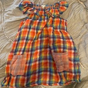 Tucker&Tate rainbow colored kids off-the-shoulder (optional)dress w/pockets, 5T